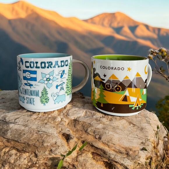 Starbucks COLORADO Coffee Mug Pair – Been There Series & You Are Here 14oz – EUC - Picture 1 of 7